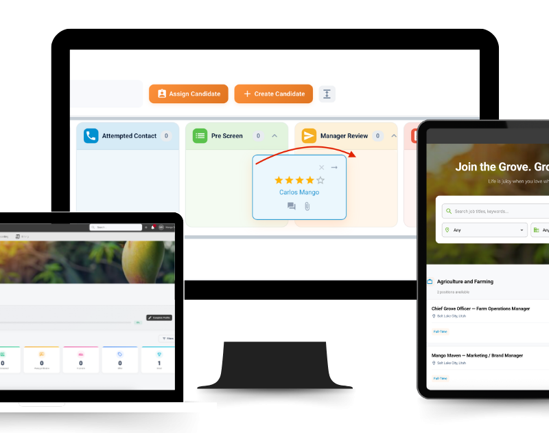 GateKeeper applicant tracking system shown across desktop, tablet and mobile devices