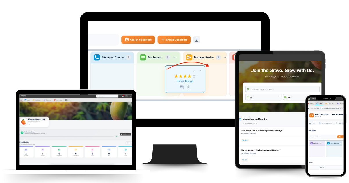 GateKeeper applicant tracking system shown across desktop, tablet and mobile devices